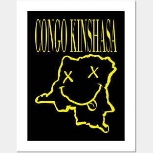 Vibrant Congo-Kinshasa x Eyes Happy Face: Unleash Your 90s Grunge Spirit! Posters and Art